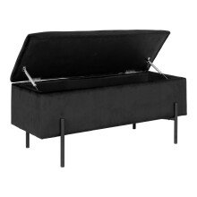 Truhenbank >Watford< in Schwarz, Stoff - 95x46x36,5cm (BxHxT)