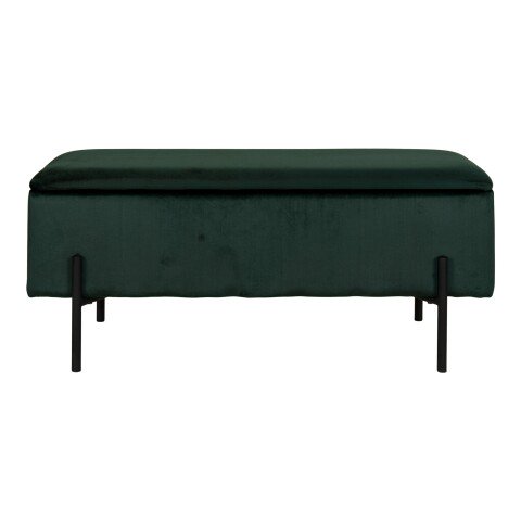 Truhenbank >Watford< in Grün, Stoff - 95x46x36,5cm (BxHxT)