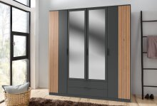 Drehtürenschrank >LUEBECK< in GRAPHIT + AKUSTIKLAMELLEN-NB ARTISAN