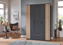 Drehtürenschrank >LUEBECK< in GRAPHIT + AKUSTIKLAMELLEN-NB ARTISAN