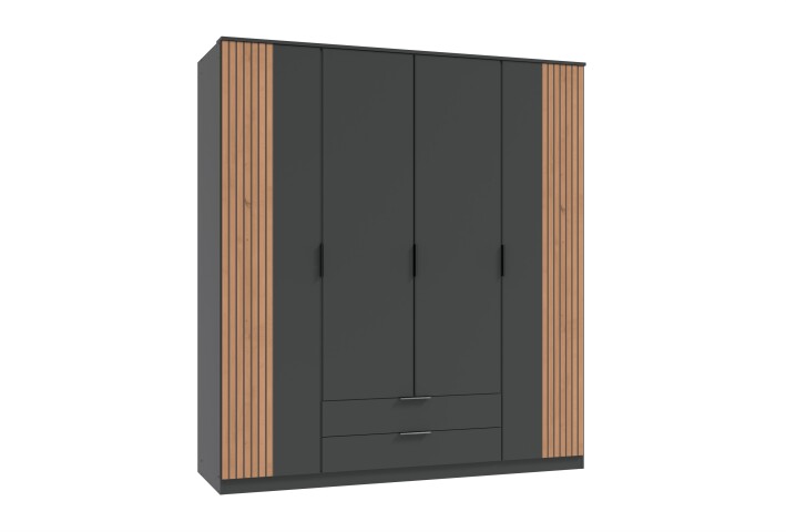 Drehtürenschrank >LUEBECK< in GRAPHIT + AKUSTIKLAMELLEN-NB ARTISAN