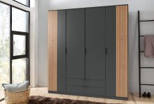 Drehtürenschrank >LUEBECK< in GRAPHIT + AKUSTIKLAMELLEN-NB ARTISAN