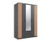 Drehtürenschrank >LUEBECK< graphit / Artisan Lammelen-Dekor - 135x199x58cm (B/H/T)