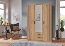 Drehtürenschrank >LUEBECK< in ARTISAN-EICHE-NACHBILDUNG + AKUSTIKLAMELLEN-NB ARTISAN