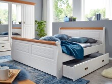 Bett >SZ-0132< in weiß - 147x98x223 (BxHxT)
