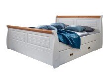 Bett >SZ-0132< in weiß - 147x98x223 (BxHxT)