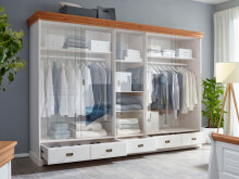 Kleiderschrank >SZ-0132< in weiß - 315x217x62 (BxHxT)