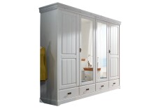 Kleiderschrank >SZ-0132< in weiß - 225x217x62 (BxHxT)