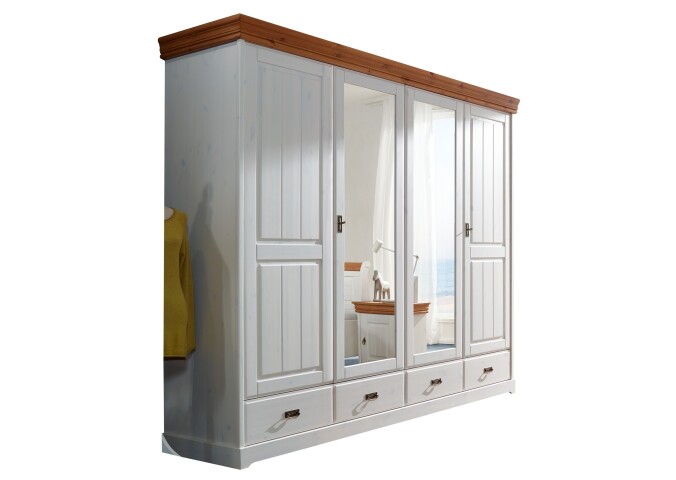 Kleiderschrank >SZ-0132< in weiß - 255x217x62 (BxHxT)
