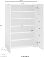 Schuhschrank >KISS< in weiß, Holzwerkstoff - 86,7x115x34cm (BxHxT)