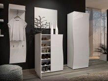 Schuhschrank >KISS< in weiß, Holzwerkstoff - 86,7x115x34cm (BxHxT)