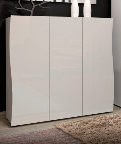 Schuhschrank >KISS< in weiß, Holzwerkstoff - 126,8x115x34cm (BxHxT)