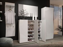 Schuhschrank >KISS< in weiß, Holzwerkstoff - 126,8x115x34cm (BxHxT)