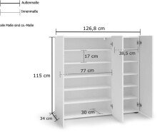 Schuhschrank >KISS< in weiß, Holzwerkstoff - 126,8x115x34cm (BxHxT)