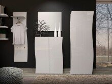 Garderobenpaneel >KISS< in weiß, Holzwerkstoff - 49x170x27,6cm (BxHxT)