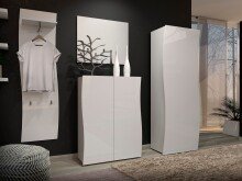 Garderoben-Set >KISS< in weiß, Holzwerkstoff - 242x190x42cm (BxHxT)