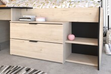 Hochbett >Milky 2< in Schwarz/Eiche - 203x135x90cm (LxBxH)