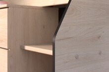 Hochbett >Milky 2< in Schwarz/Eiche - 203x135x90cm (LxBxH)