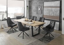 Esstisch >Benny< in Eiche / schwarz - 220x75x100 (BxHxT)