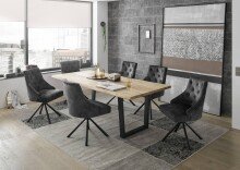 Esstisch >Benny< in Eiche aus Eiche massiv/Metall - 180x75x100cm (BxHxT)