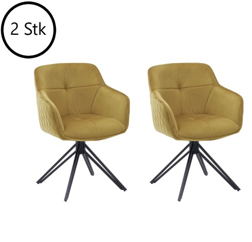 Armlehnstuhl >Emma/Edith< (2er-Set) in gold - 59x82x62 (BxHxT)