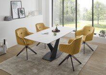 Armlehnstuhl >Emma/Edith< (2er-Set) in gold - 59x82x62 (BxHxT)