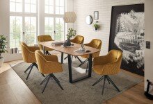 Armlehnstuhl >Emma/Edith< (2er-Set) in gold - 59x82x62 (BxHxT)