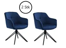 Armlehnstuhl >Emma/Edith< (2er-Set) in blau -...