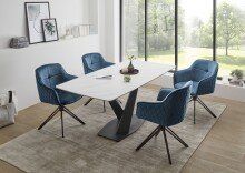 Armlehnstuhl >Emma/Edith< (2er-Set) in blau - 59x82x62 (BxHxT)