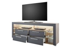 Lowboard >Greta< in Artisan Eiche /grau - 179x66x44cm (BxHxT)