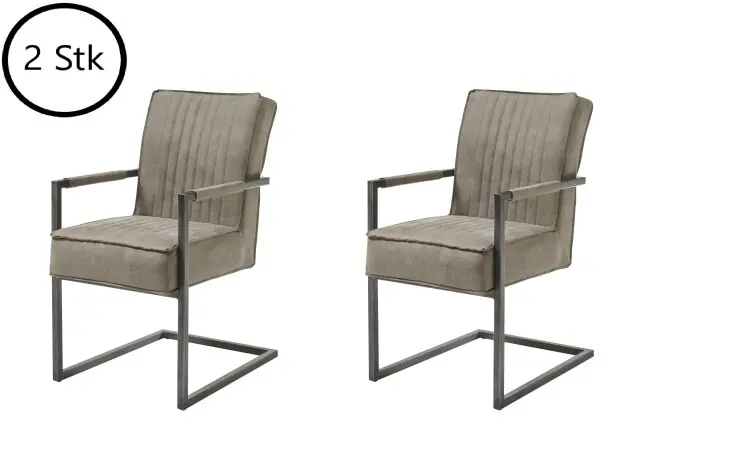 Armlehnstuhl >Linda< (2er-Set) in taupe/anthrazit - 51,5x92x70 (BxHxT)