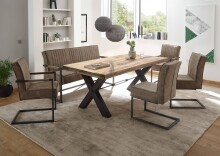 Armlehnstuhl >Linda< (2er-Set) in taupe/anthrazit - 51,5x92x70 (BxHxT)