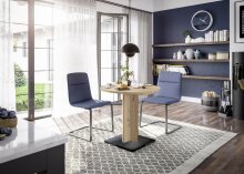 Esstisch >Judd< rund, ausziehbar bis 120cm, Asteiche Dekor - 80/120x75x80cm (BxHxT)