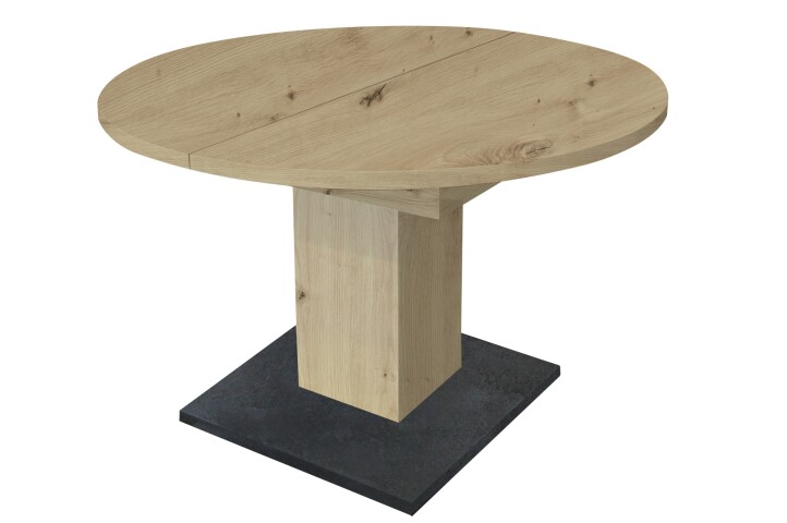 Esstisch rund (ausziehbar bis 144cm) >Judd< in Asteiche Dekor - 104(144)x76x104cm (BxHxT)