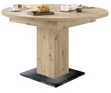 Esstisch rund (ausziehbar bis 144cm) >Judd< in Asteiche Dekor - 104(144)x76x104cm (BxHxT)