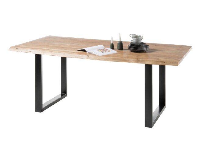 Esstisch >Ira< in Akazie/schwarz aus Massivholz - 180x77x90cm (BxHxT)