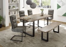 Esstisch >Ira< in Akazie/schwarz aus Massivholz - 180x77x90cm (BxHxT)