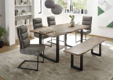 Esstisch >Ira< in Akazie/schwarz aus Massivholz - 180x77x90cm (BxHxT)