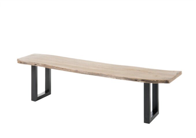 Bank >Ira< in Akazie/schwarz aus Massivholz - 160x47x42cm (BxHxT)