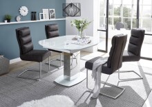 Esstisch >Jackson< ausziehbar bis 190cm, weiß/poliert - 130/190x75x105 (BxHxT)