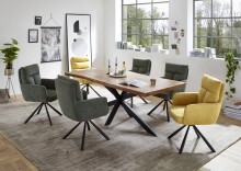 Esstisch >Jill< in Akazie/schwarz aus Massivholz/Metall - 200x76,5x100cm (BxHxT)
