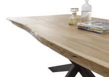 Esstisch >Jill< in Akazie/schwarz aus Massivholz/Metall - 200x76,5x100cm (BxHxT)