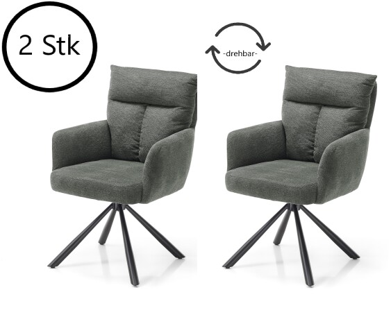 Armlehnstuhl >Solveig< (2er-Set) in grau/schwarz - 60x93x67 (BxHxT)