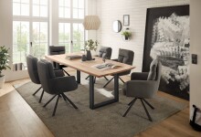 Armlehnstuhl >Solveig< (2er-Set) in grau/schwarz - 60x93x67 (BxHxT)