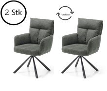 Armlehnstuhl >Solveig< (2er-Set) in grau/schwarz -...