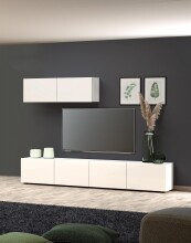 Wohnwand >Mister< in weiss, Lack Hochglanz -...