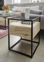 Beistelltisch >1030< schwarz mit Dekor Sonoma Eiche - 40x40x51 (LxBxH)