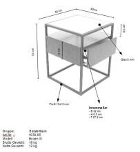 Beistelltisch >1030< schwarz mit Dekor Sonoma Eiche - 40x40x51 (LxBxH)