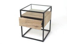 Beistelltisch >1030< schwarz mit Dekor Sonoma Eiche - 40x40x51 (LxBxH)