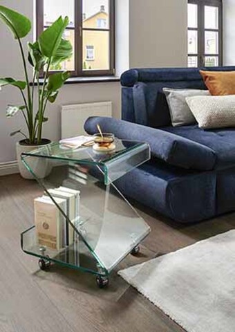Beistelltisch >1027< in gehärtetes Klarglas, Glas - 69x42x37x69cm (LxBxHxT)